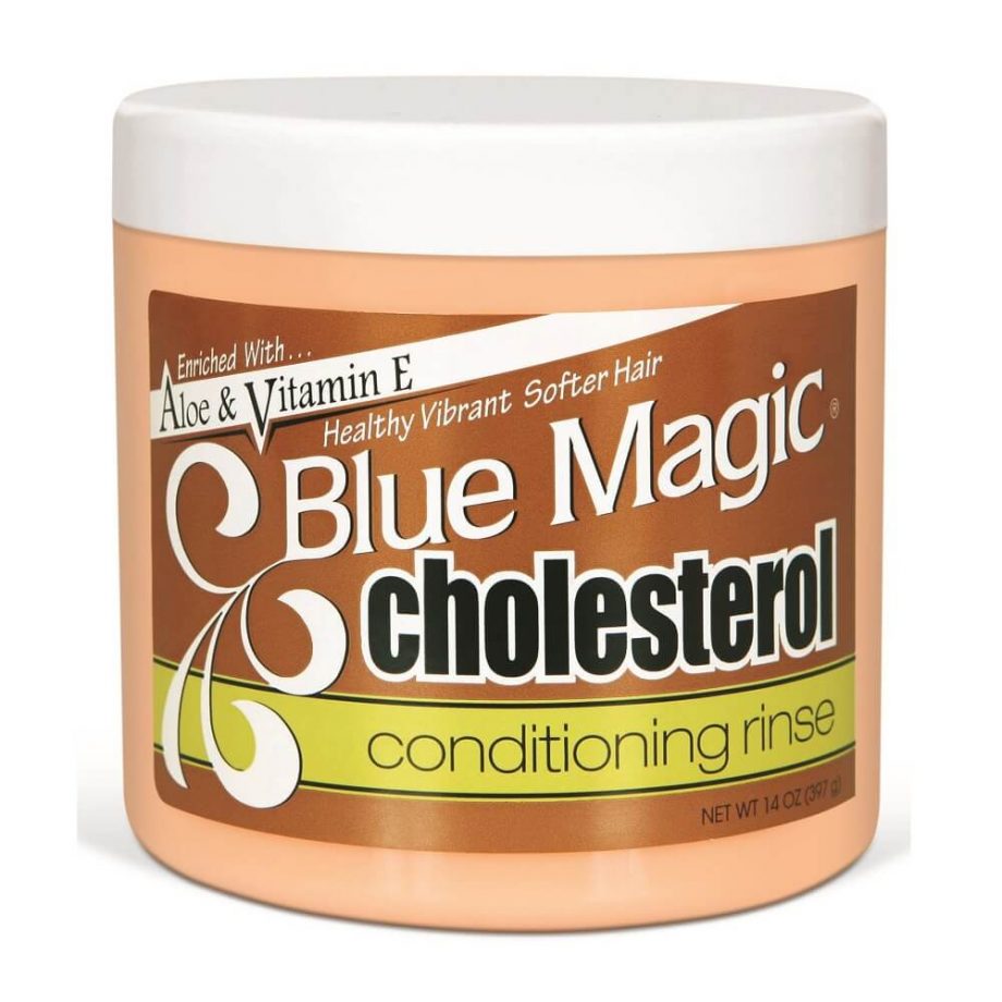 Blue magic – cholesterol conditioning rinse enriched with aloe & vitamin E For softer hair with Aloe Vera and Vitamin E Prevents hair breakage Gives new life to dry, damaged hair Rich in natural conditioners & nutrients Softens, moisturizes & deep-conditions hair for a healthier, vibrant look Helps prevent breakage, brittleness & split-ends Detangles hair as it adds body & sheen Excellent for chemically processed hair